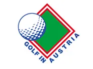 Golf in Austria Logo mit Golfball und rot-grüner Rautenform