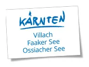 Logo turistico della Carinzia con Villach, Lago di Faak e Lago di Ossiach in blu